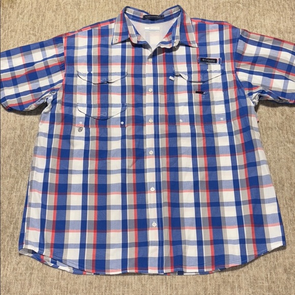 XL Columbia PFG Shirt Red white and Blue Memorial Day 4th of July Super Bonehead - Picture 1 of 6
